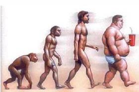 Imagen de la evolución hacia seres humanos obesos