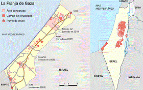 mapa de la franja de Gaza